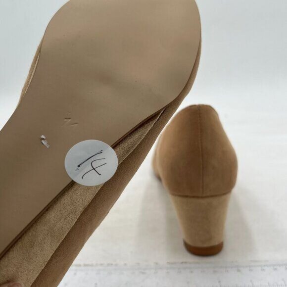 YDN Nude Almond Toe Slip on Pump Wedge Low Heels Date Office Shoes - Picture 6 of 8